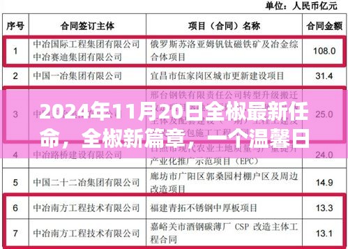 全椒新篇章，温馨日常任命故事揭晓于2024年11月20日