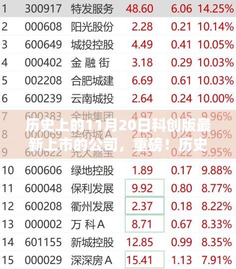 科创版新星闪耀，揭秘历史上11月20日最新上市的公司重磅资讯