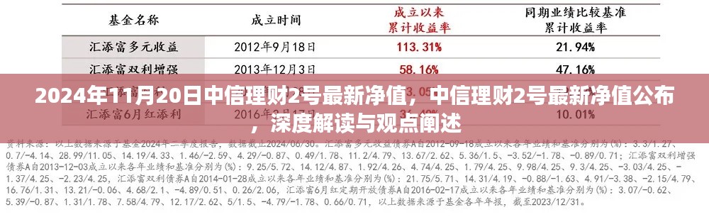 2024年11月20日中信理财2号最新净值，中信理财2号最新净值公布，深度解读与观点阐述