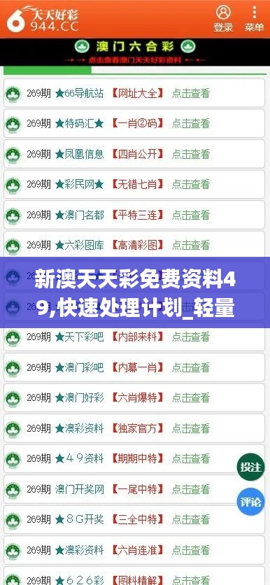 新澳天天彩免费资料49,快速处理计划_轻量版DTV7.60