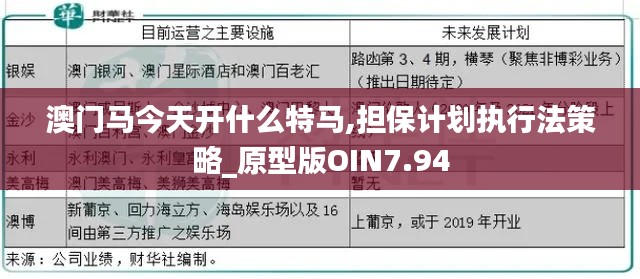 澳门马今天开什么特马,担保计划执行法策略_原型版OIN7.94
