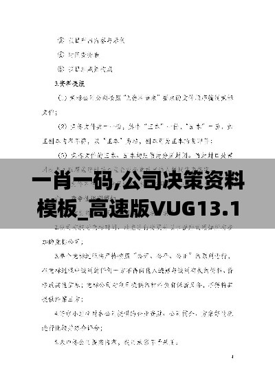 一肖一码,公司决策资料模板_高速版VUG13.19