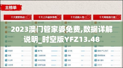 2023澳门管家婆免费,数据详解说明_时空版YFZ13.48