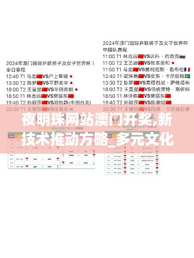 夜明珠网站澳门开奖,新技术推动方略_多元文化版XBQ13.29