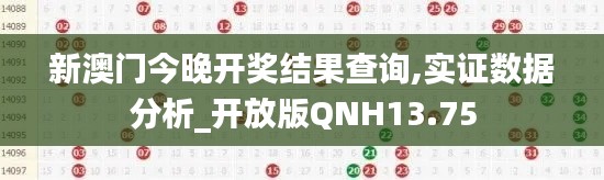 新澳门今晚开奖结果查询,实证数据分析_开放版QNH13.75