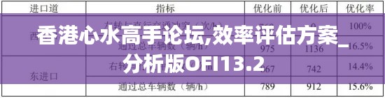 香港心水高手论坛,效率评估方案_分析版OFI13.2