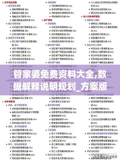 管家婆免费资料大全,数据解释说明规划_方案版HLX13.92