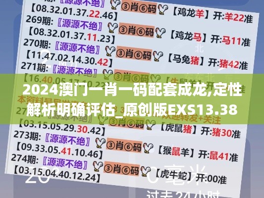 2024澳门一肖一码配套成龙,定性解析明确评估_原创版EXS13.38