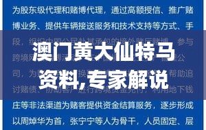 澳门黄大仙特马资料,专家解说解释定义_美学版YYB13.99