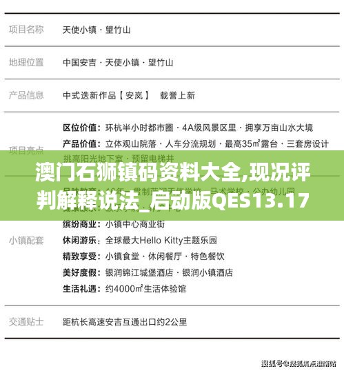 澳门石狮镇码资料大全,现况评判解释说法_启动版QES13.17