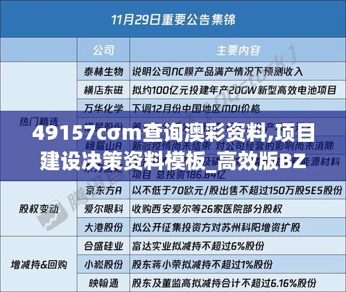 49157cσm查询澳彩资料,项目建设决策资料模板_高效版BZG13.17