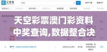 天空彩票澳门彩资料中奖查询,数据整合决策_供给版MWL13.3