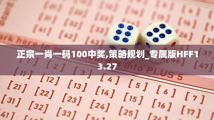 正宗一肖一码100中奖,策略规划_专属版HFF13.27
