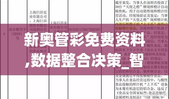 新奥管彩免费资料,数据整合决策_智巧版ACU13.21