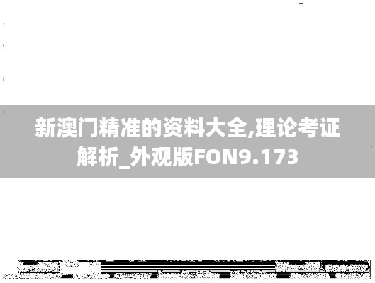 新澳门精准的资料大全,理论考证解析_外观版FON9.173