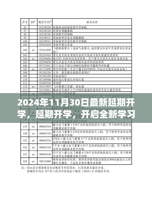 延期开学，全新学习之旅的契机与挑战（2024年11月30日最新更新）