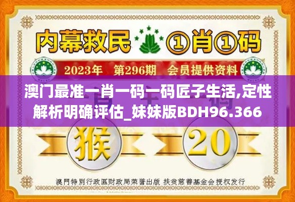 澳门最准一肖一码一码匠子生活,定性解析明确评估_妹妹版BDH96.366