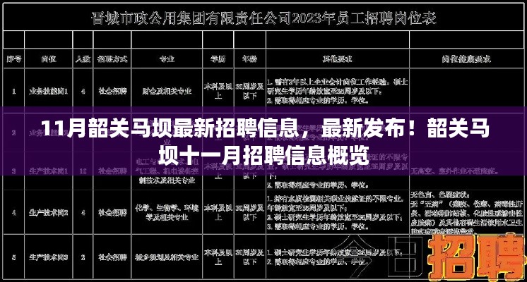 韶关马坝十一月最新招聘信息概览