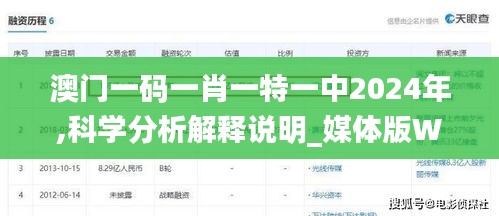 澳门一码一肖一特一中2024年,科学分析解释说明_媒体版WGT82.130