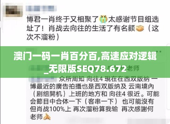 澳门一码一肖百分百,高速应对逻辑_无限版SEQ78.672