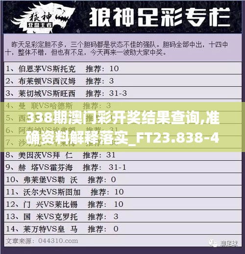 338期澳门彩开奖结果查询,准确资料解释落实_FT23.838-4