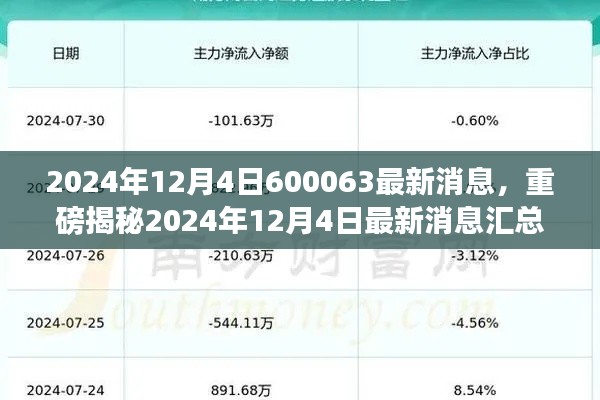 2024年12月4日最新消息揭秘，600063引领未来趋势