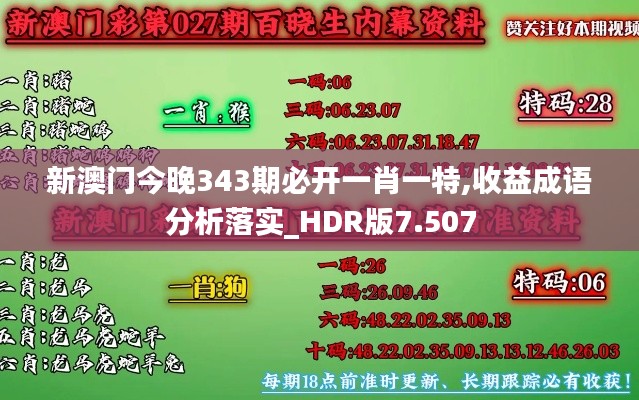新澳门今晚343期必开一肖一特,收益成语分析落实_HDR版7.507