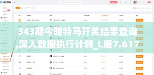343期今晚特马开奖结果查询,深入数据执行计划_L版7.617