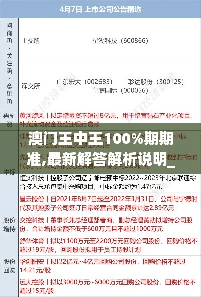 澳门王中王100%期期准,最新解答解析说明_FHD4.315