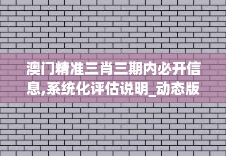 澳门精准三肖三期内必开信息,系统化评估说明_动态版3.535