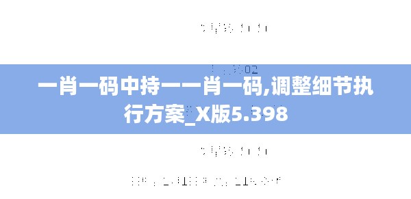 一肖一码中持一一肖一码,调整细节执行方案_X版5.398