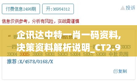 企讯达中特一肖一码资料,决策资料解析说明_CT2.977