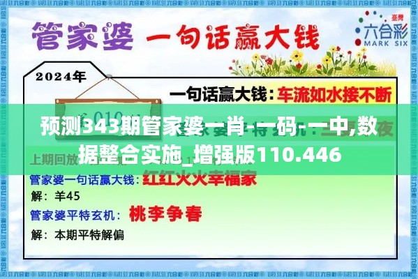 预测343期管家婆一肖-一码-一中,数据整合实施_增强版110.446
