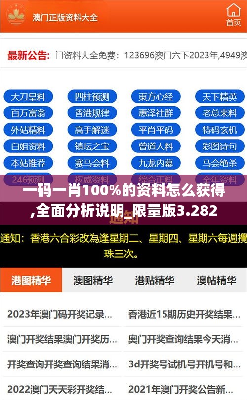 一码一肖100%的资料怎么获得,全面分析说明_限量版3.282