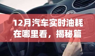 揭秘篇，如何轻松查看汽车实时油耗？开启节能驾驶之旅，小红书带你掌握省油秘籍！