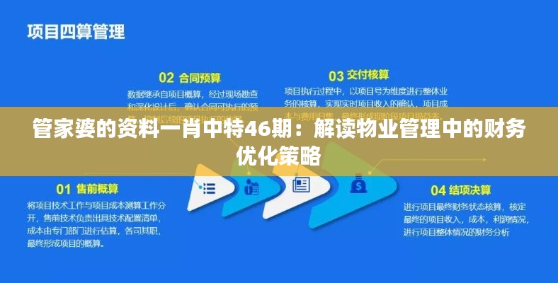管家婆的资料一肖中特46期：解读物业管理中的财务优化策略