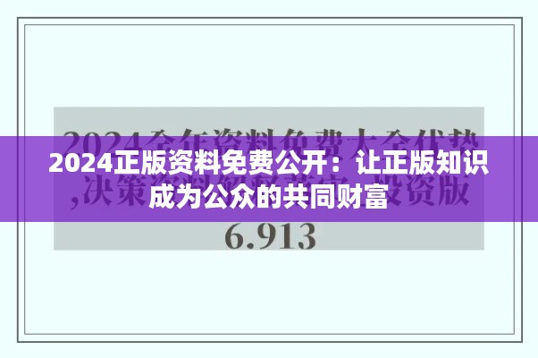 2024正版资料免费公开：让正版知识成为公众的共同财富