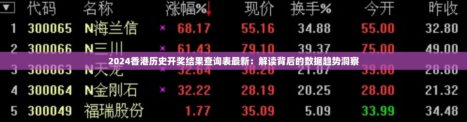 2024香港历史开奖结果查询表最新：解读背后的数据趋势洞察