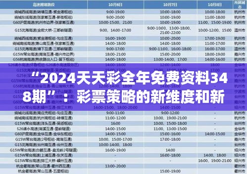“2024天天彩全年免费资料348期”：彩票策略的新维度和新高度