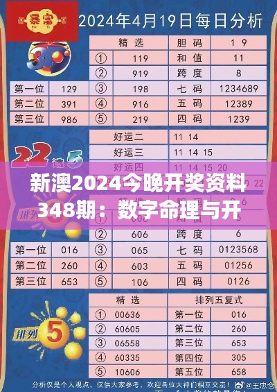 新澳2024今晚开奖资料348期：数字命理与开奖号码