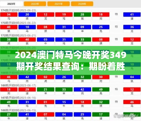 2024澳门特马今晚开奖349期开奖结果查询：期盼着胜利者的诞生