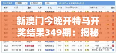 新澳门今晚开特马开奖结果349期：揭秘运气背后的统计学
