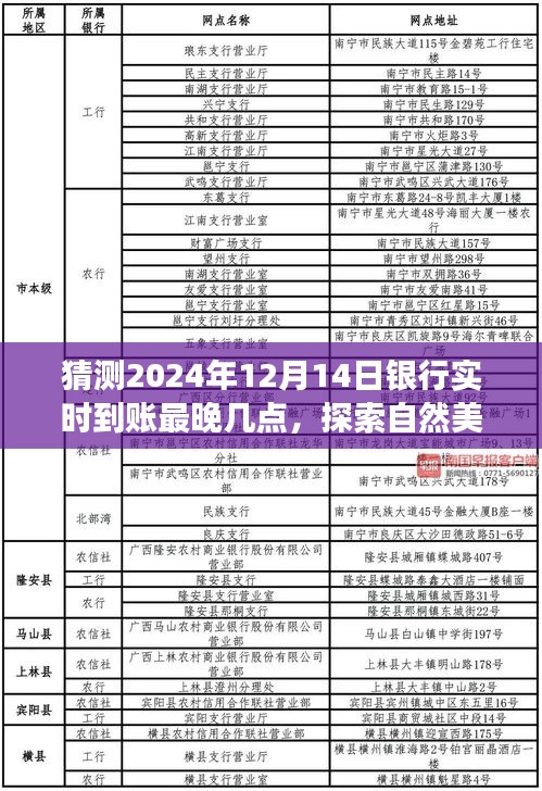 探索自然美景之旅，预测银行实时到账时刻与寻找心灵港湾的宁静时刻