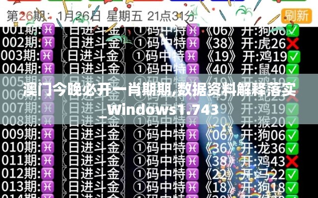 澳门今晚必开一肖期期,数据资料解释落实_Windows1.743