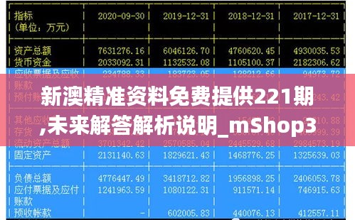 新澳精准资料免费提供221期,未来解答解析说明_mShop3.646