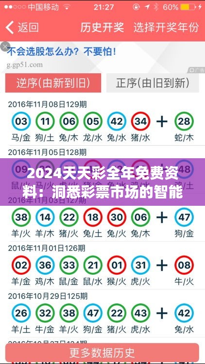 2024天天彩全年免费资料：洞悉彩票市场的智能法宝
