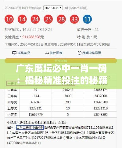 广东鹰坛必中一肖一码：揭秘精准投注的秘籍