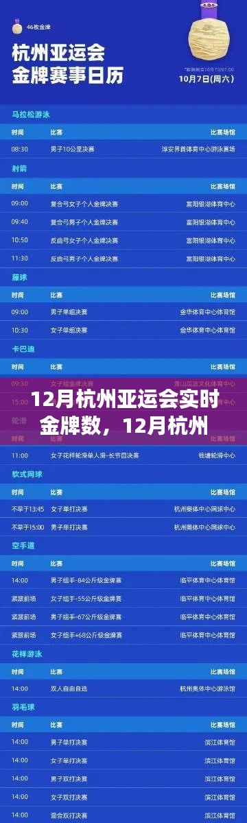 杭州亚运会金牌榜实时更新，赛场荣耀时刻不断刷新