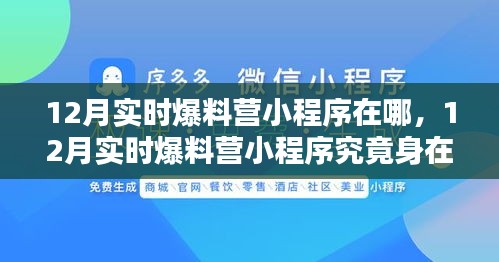 揭秘！揭秘！揭秘！揭秘十二月实时爆料营小程序所在地！