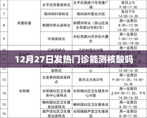 12月27日，发热门诊核酸检测服务情况解析